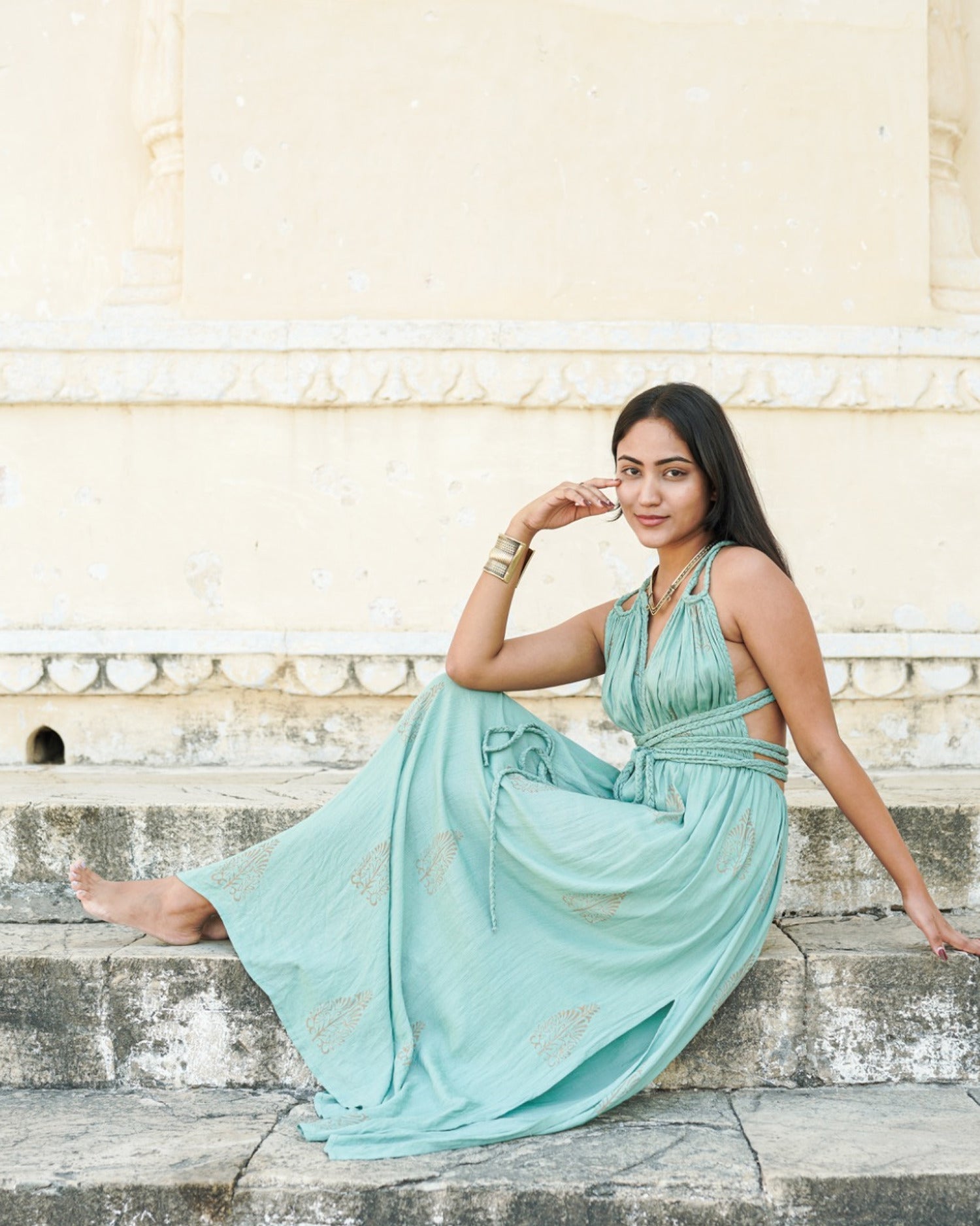 Temple Wrap Maxi Dress