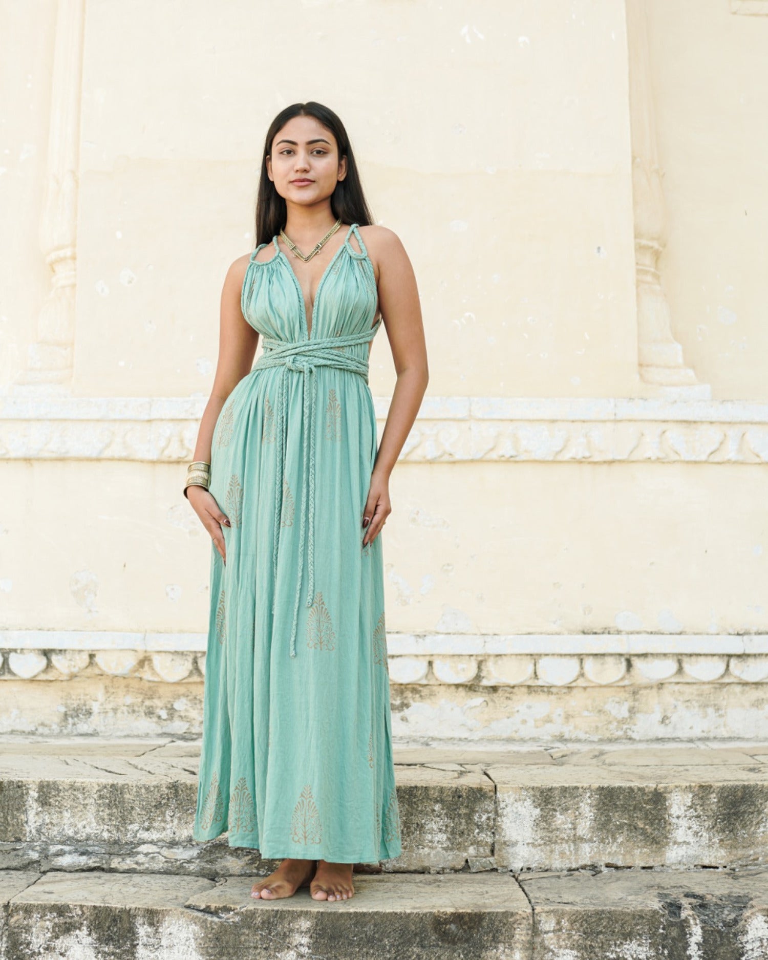 Temple Wrap Maxi Dress
